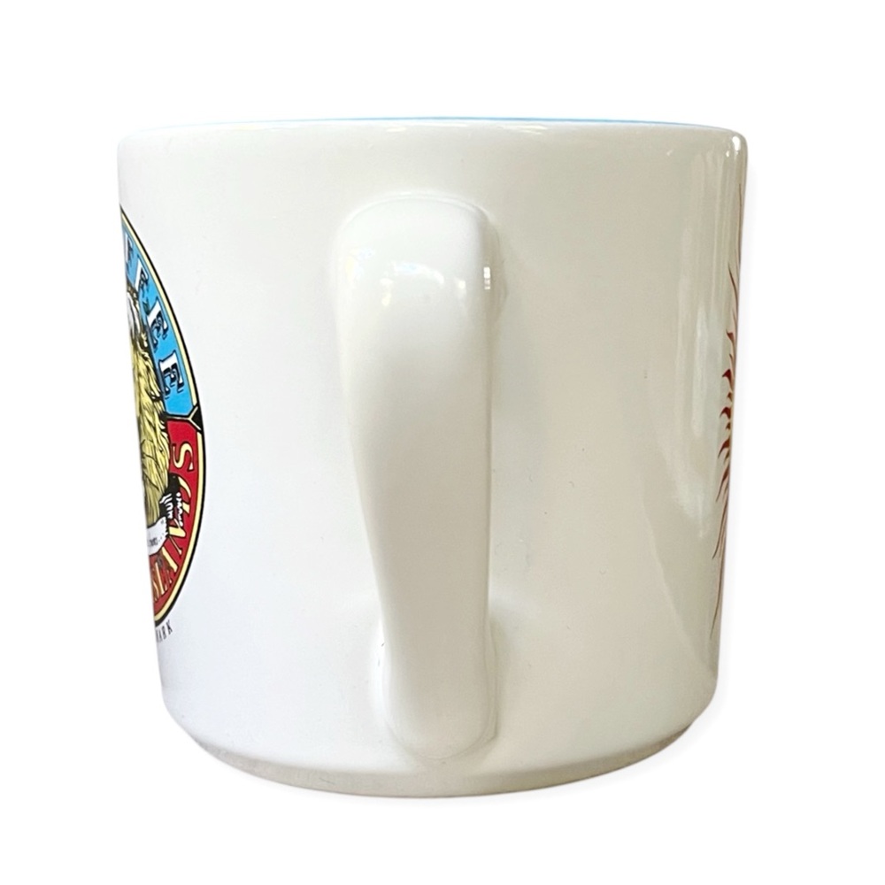 RARE Vintage Lion Coffee Hawaiian Island Advertisement Mug, Blue Rim - Picture 3 of 7